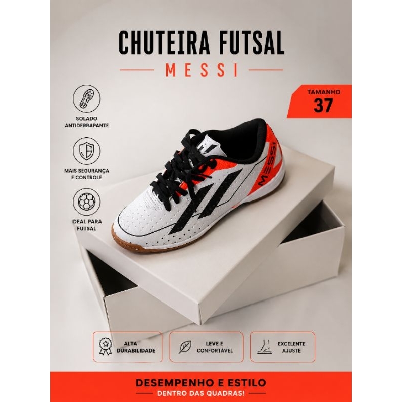 chuteira Futsal Allads Sport Unissex assinado Messi