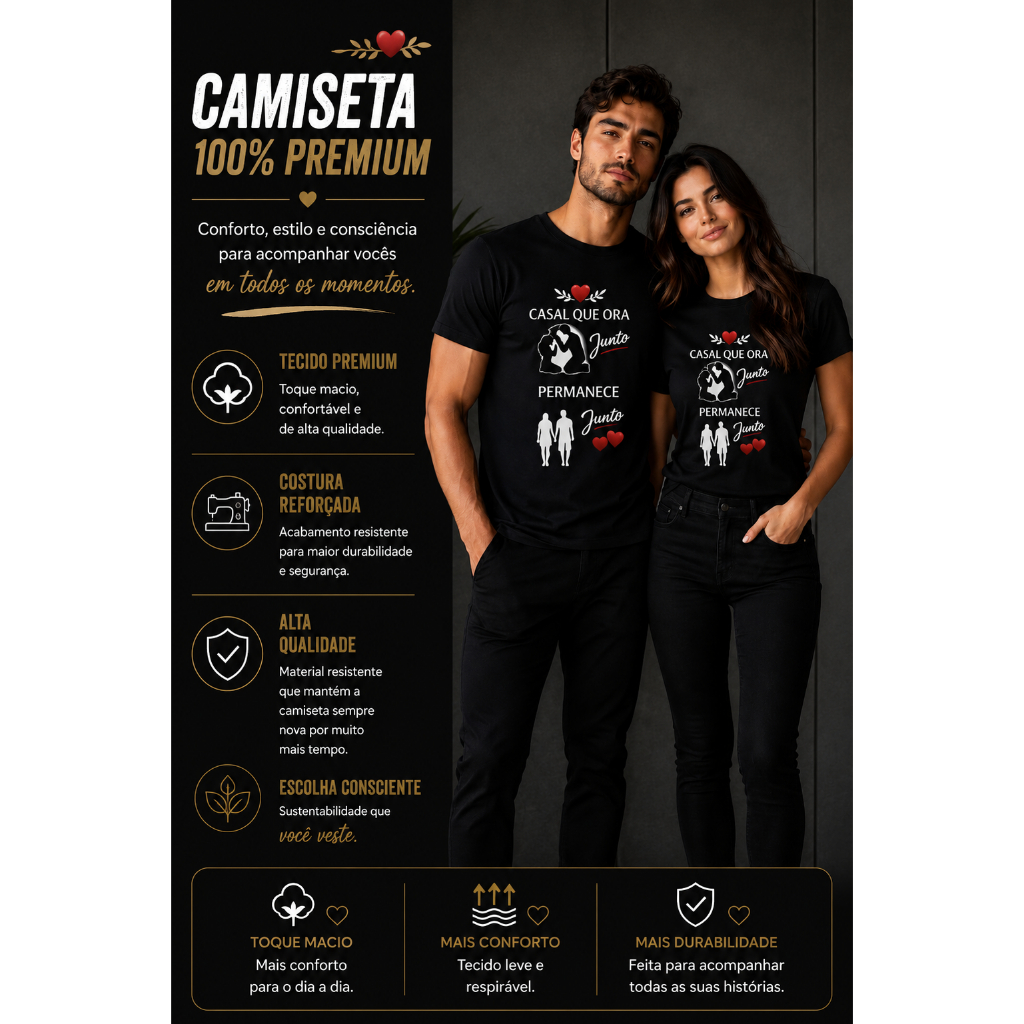 KIT CAMISETA CASAL DIA DOS NAMORADOS RELIGIÃO RELIGIOSO ORAÇÃO ADORAÇÃO