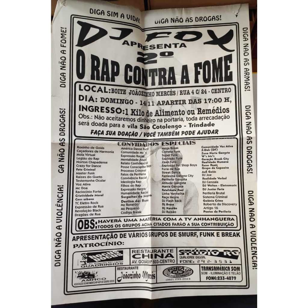Cartaz Original Rap Contra A Fome DJ Fox Goiânia Anos 90