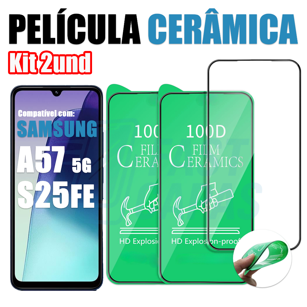 Kit 2 Película Cerâmica Samsung Galaxy A57 S25 FE 5G Não Quebra Hidrogel 9D Flex