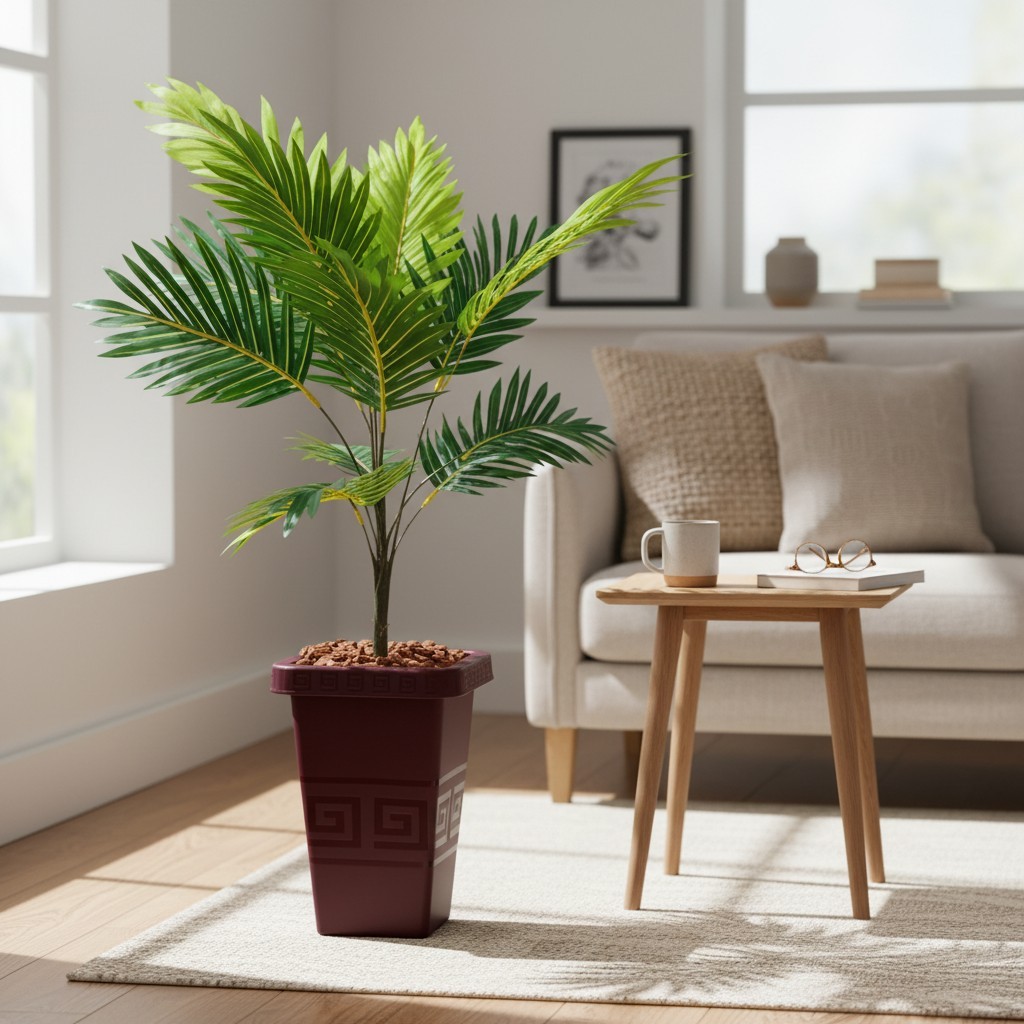 Planta Coqueiro Flor Artificial Com Vaso Decorativo Enfeite Sala Casa Escritorio Decoração Natural