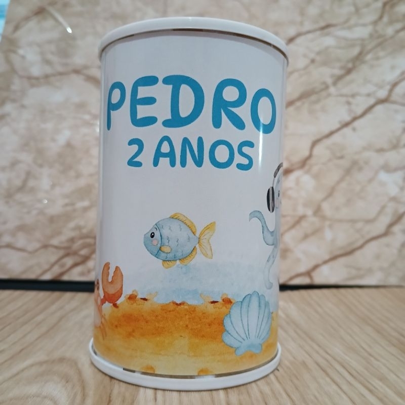 Cofrinhos Personalizados Fundo do Mar 10x6cm | Lembrancinha Festa Infantil | Aniversário | Envio Rápido