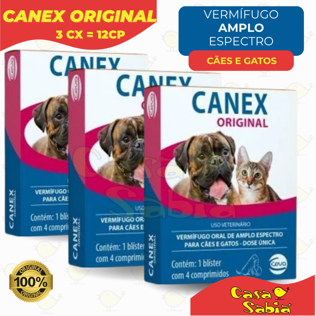 Vermífugo Canex Original Cachorro (Cães) e Gatos | Dose Única |Amplo Espectro