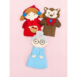 15  Kit com Dedoches Chapéuzinho Vermelho e o Lobo