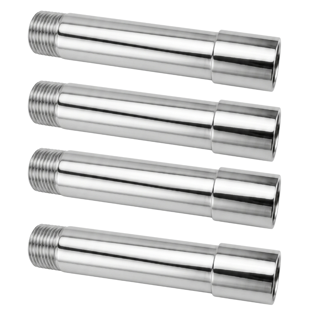 KIT EXTENSOR INOX 304 1/2'' BSP 10 CM TONEIRAS CHUVEIROS CANOS ÁGUA PROLONGADOR