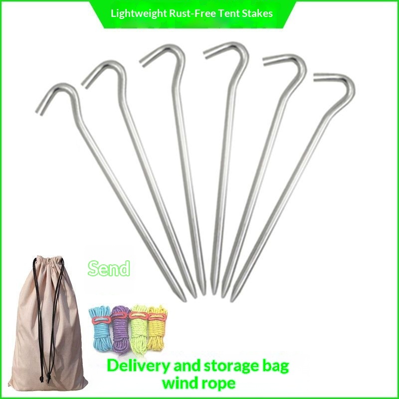 Outdoor bold and extended stainless steel ground nail, canopy ground nail fixator, tent camping steel nail
