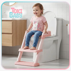 Assento Redutor Infantil Escada para Vaso Sanitário Antiderrapante com Segurança e Confortável para Desfralde Toki Baby