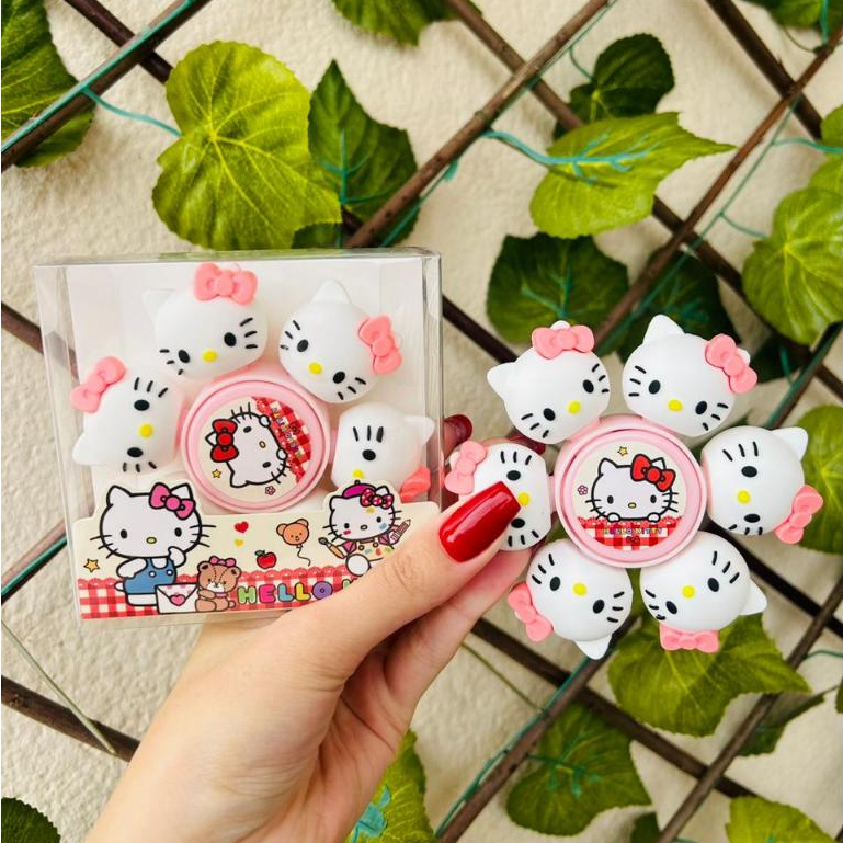 Marca Texto Hello Kitty Hand Spinner 6 Cores Kawaii Material Escolar Papelaria Fofa Volta as Aulas