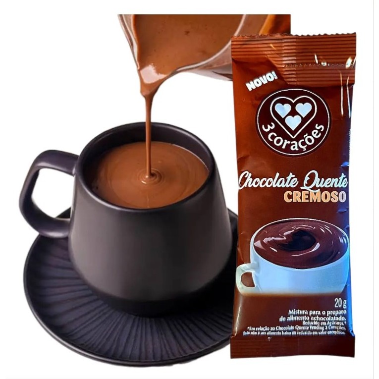 Chocolate Quente Cremoso 3 Corações 10 Sachês 20g Cada