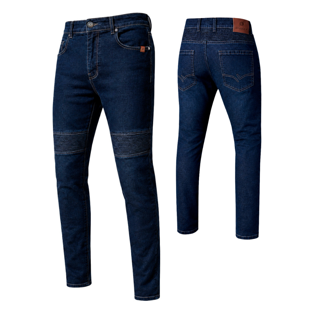 Calça Jeans Azul de Moto Masc Fem Shiver Tech Com Kevlar Proteção no Joelho Com Elastano 36 38 40 42 44 46 P M G GG GGG
