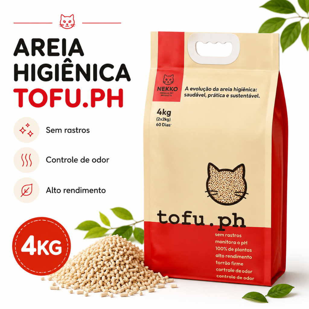 Areia Higiênica Tofu PH 4kg Sem Rastros Alto Rendimento Controle de Odor NEKKO