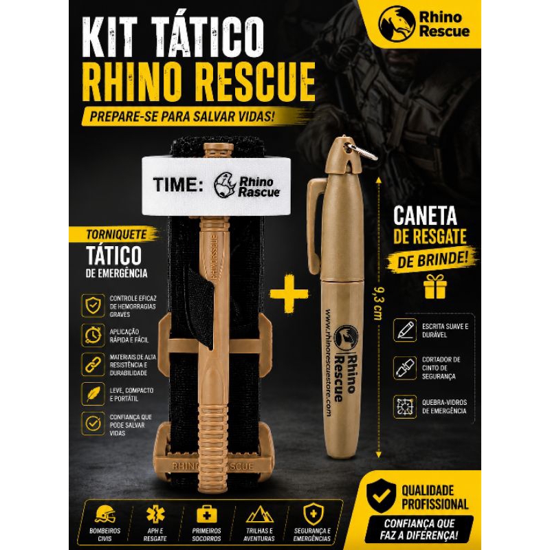 Torniquete RHINO RESCUE–Atendimento Pré-Hospitalar / Emergência /Torniquete APH / Controle de Hemorragia / Resgate