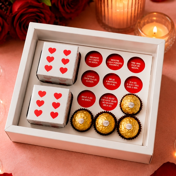 10 Caixas de bombom - Jogo do Amor - Tabuleiro Erótico - Presente dia dos namorados - Não acompanha doces