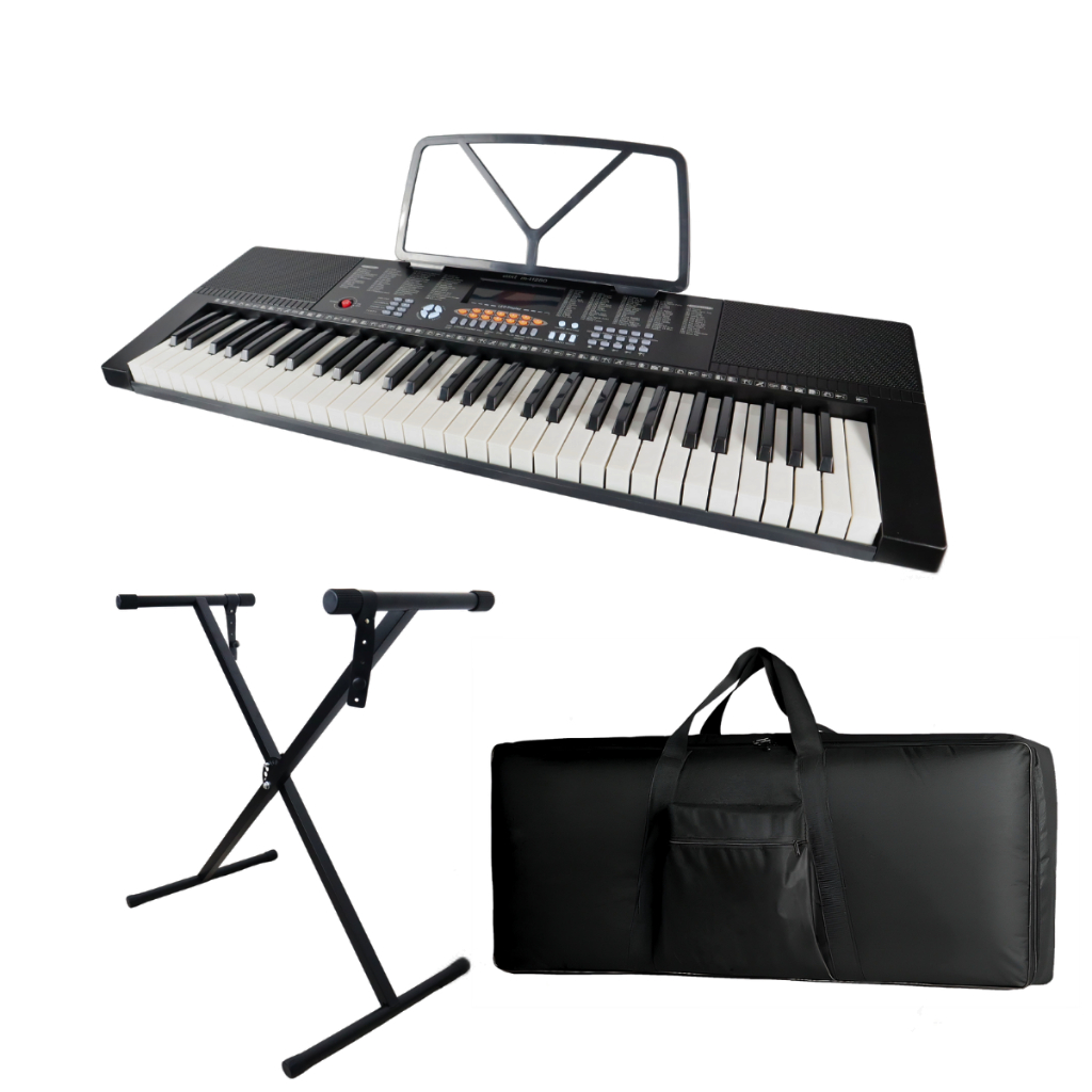 Teclado musical 61 teclas + capa + suporte teclado