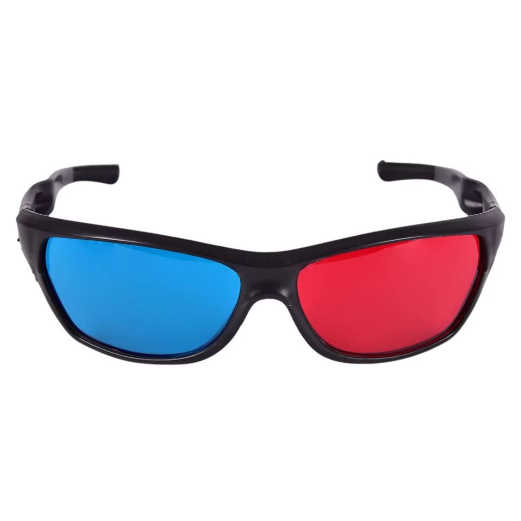 4 Óculos 3d Anaglifo Vermelho Azul Armação Plastico Preto