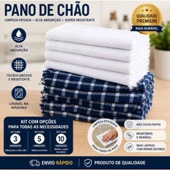 Pano de Chão Grande duplo premium 70x40cm – Algodão Puro, Alta Absorção e Limpeza Sem Esforço