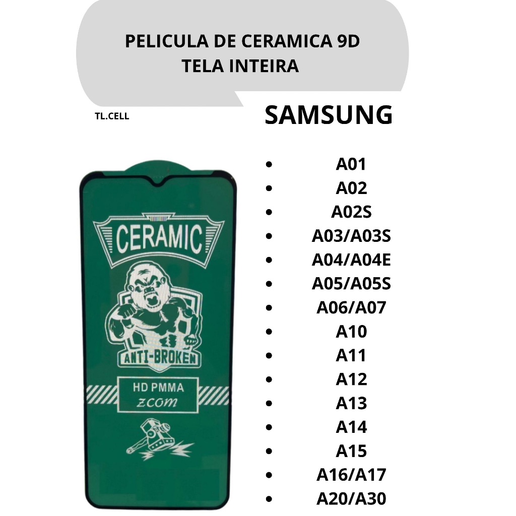 Pelicula Ceramica Hidrogel para Samsung A01/A02/A03/A04/A05/A05S/A06/A07/A10/A11/A13/A14/A15/A16/A17