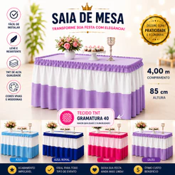 Saia Babado TNT 4m x 85cm para Mesa do Bolo | Toalha Decorativa para Festa de Aniversário e Eventos