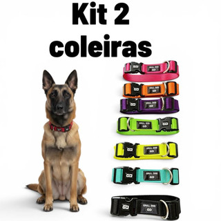 Kit 2 coleiras para cachorro regulável resistente ajustável do porte pequeno ao grande