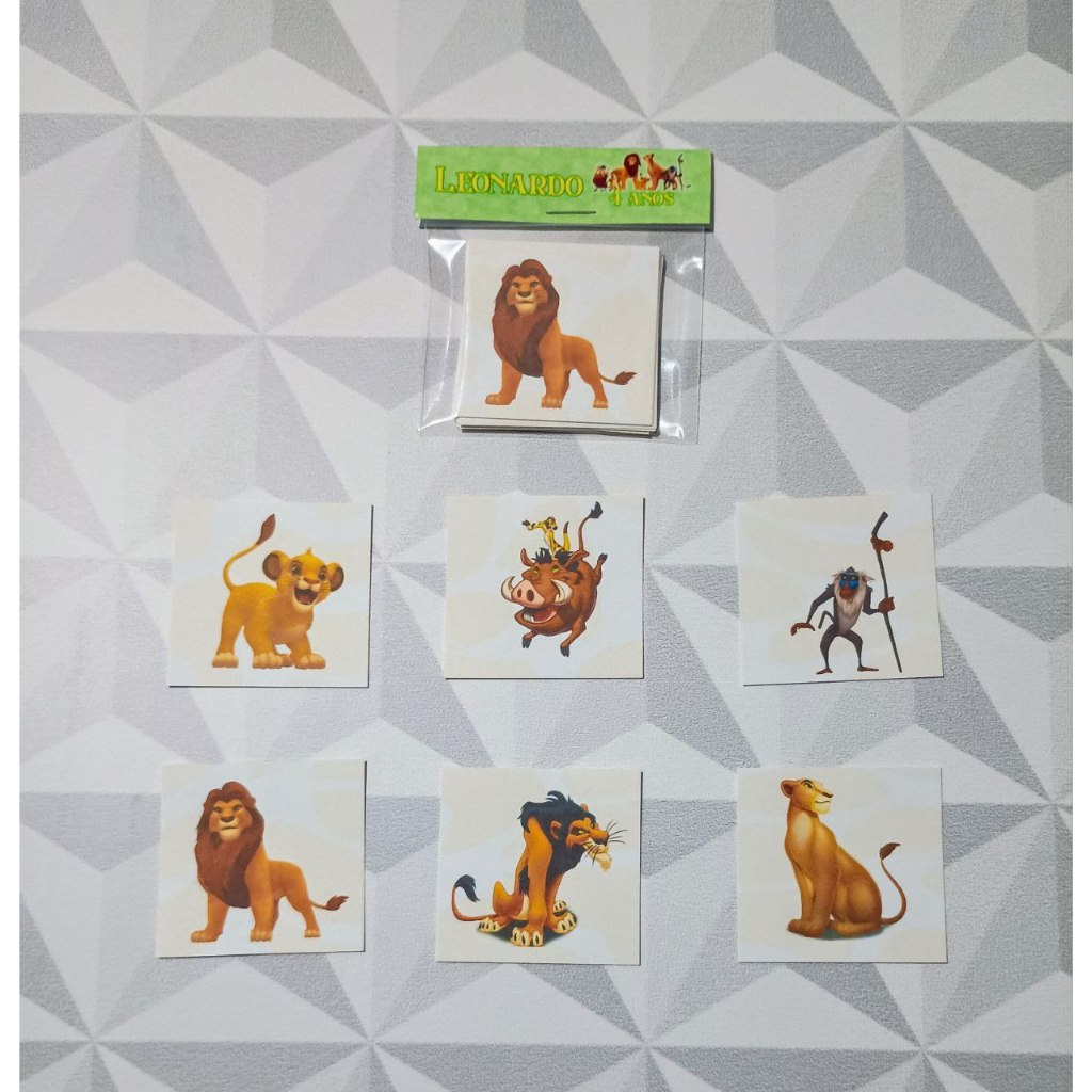 Jogo da Memória Personalizado 6 pares Lembrancinha Festa Aniversário Infantil Personalizados Rei Leão