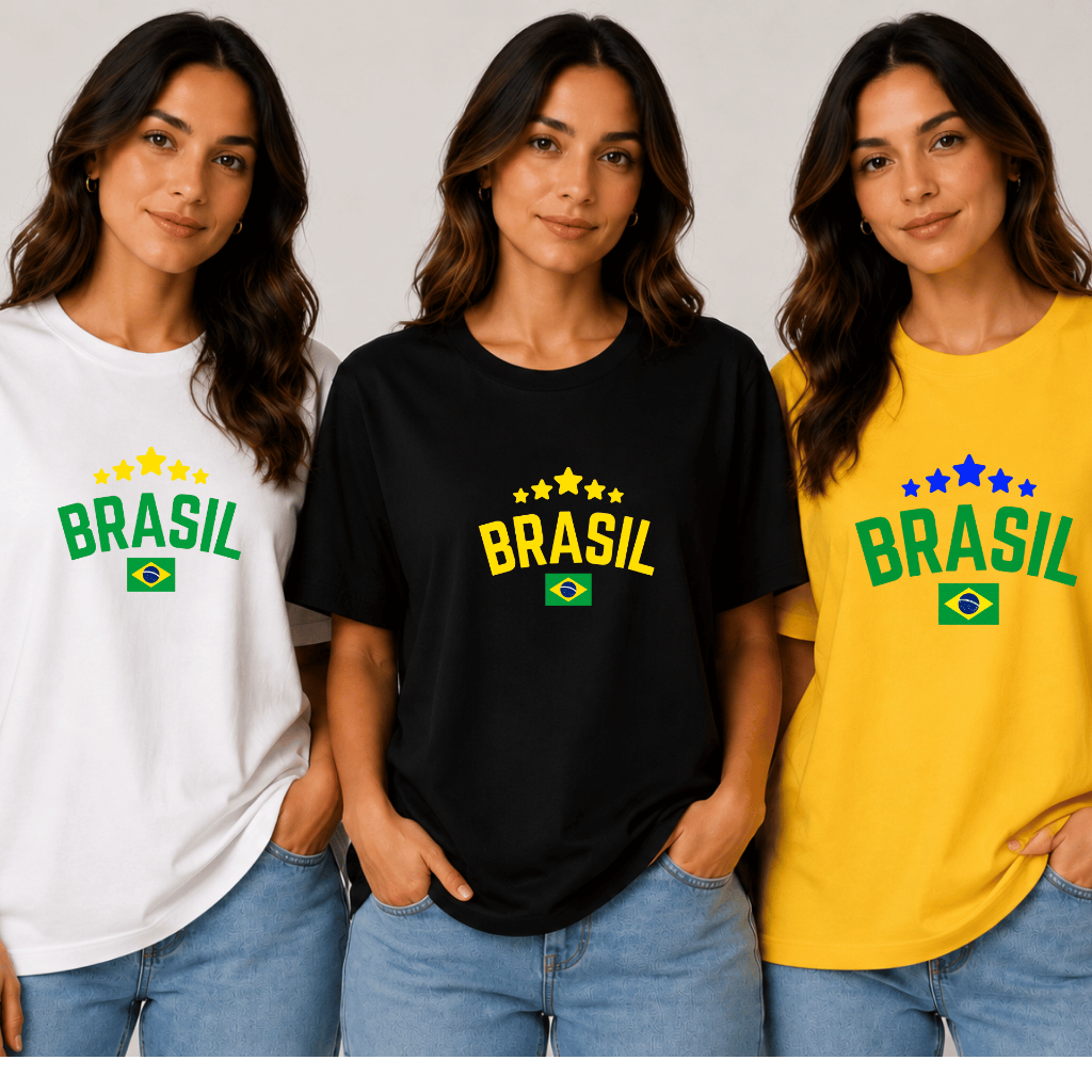 Kit 3 Camisetas Brasil Copa Do Mundo Jogos Neymar 2026 Lançamento Algodão Premium Unissex