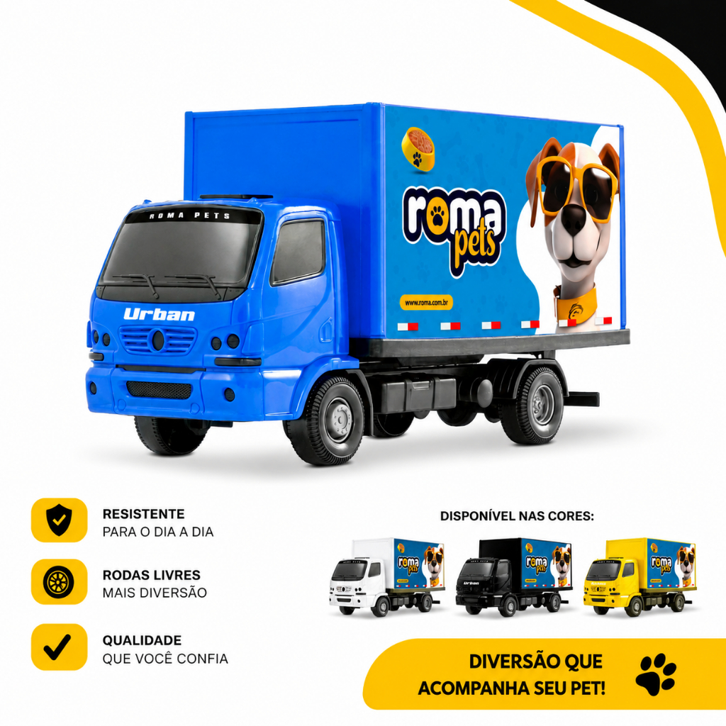 Caminhão Urban Baú Roma Pets Carrinho Brinquedos Infantil Para Criança Menino Menina Carrinhos Brinquedo Kids Promoção