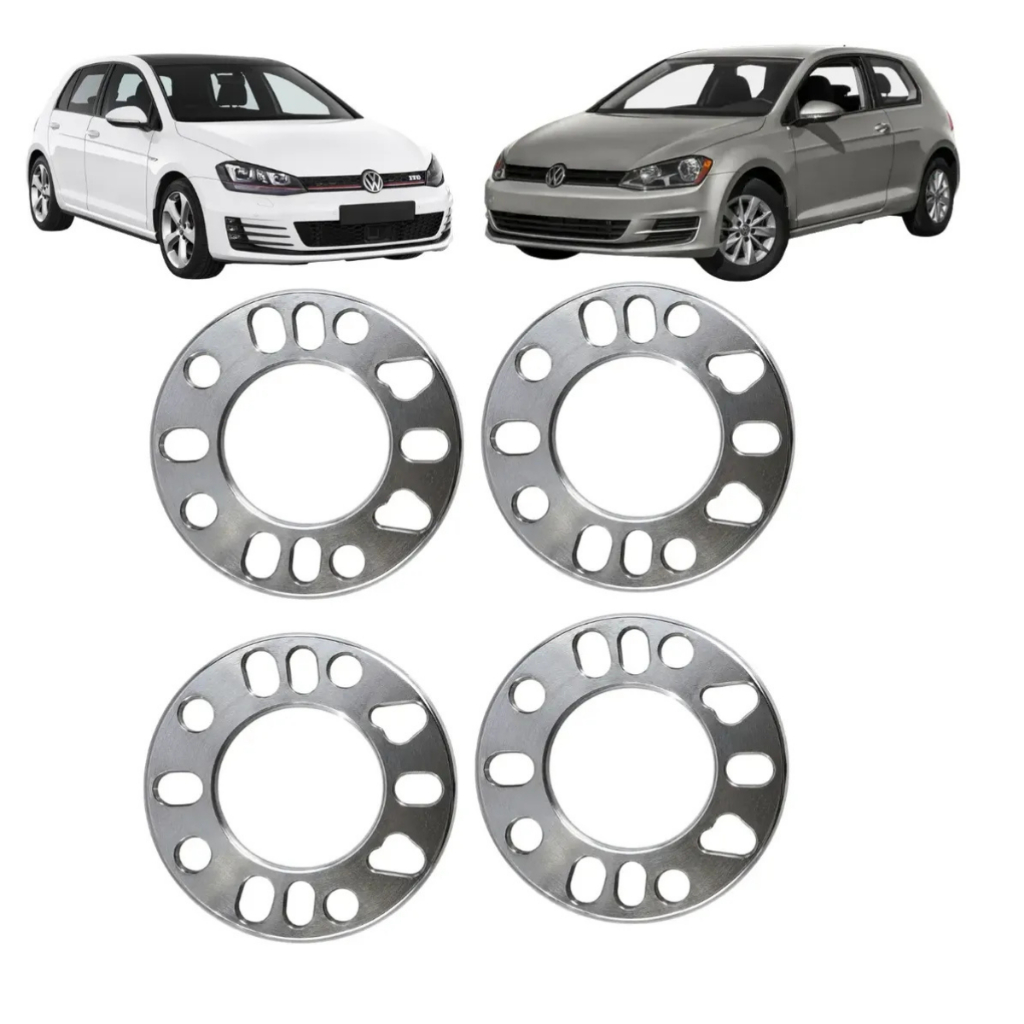 Kit 4 Espaçador 7mm Alargador Roda Golf 5x100 4 E 5 Furos