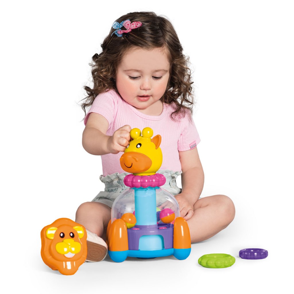 Brinquedo Educativo e Didático de Empilhar e Encaixar Gira Bolinhas Baby Mix Tateti