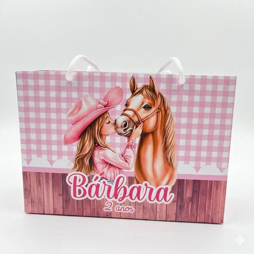Sacolinha Personalizada Boiadeira- ENVIO RÁPIDO | Sacolinha | Lembrancinha Aniversário PEGUE E MONTE