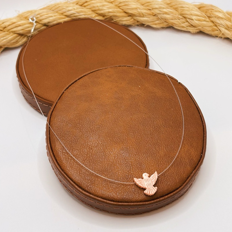 Colar Nylon Espírito Santo Salmão em Prata 925 Delicado e Elegante · foto 2