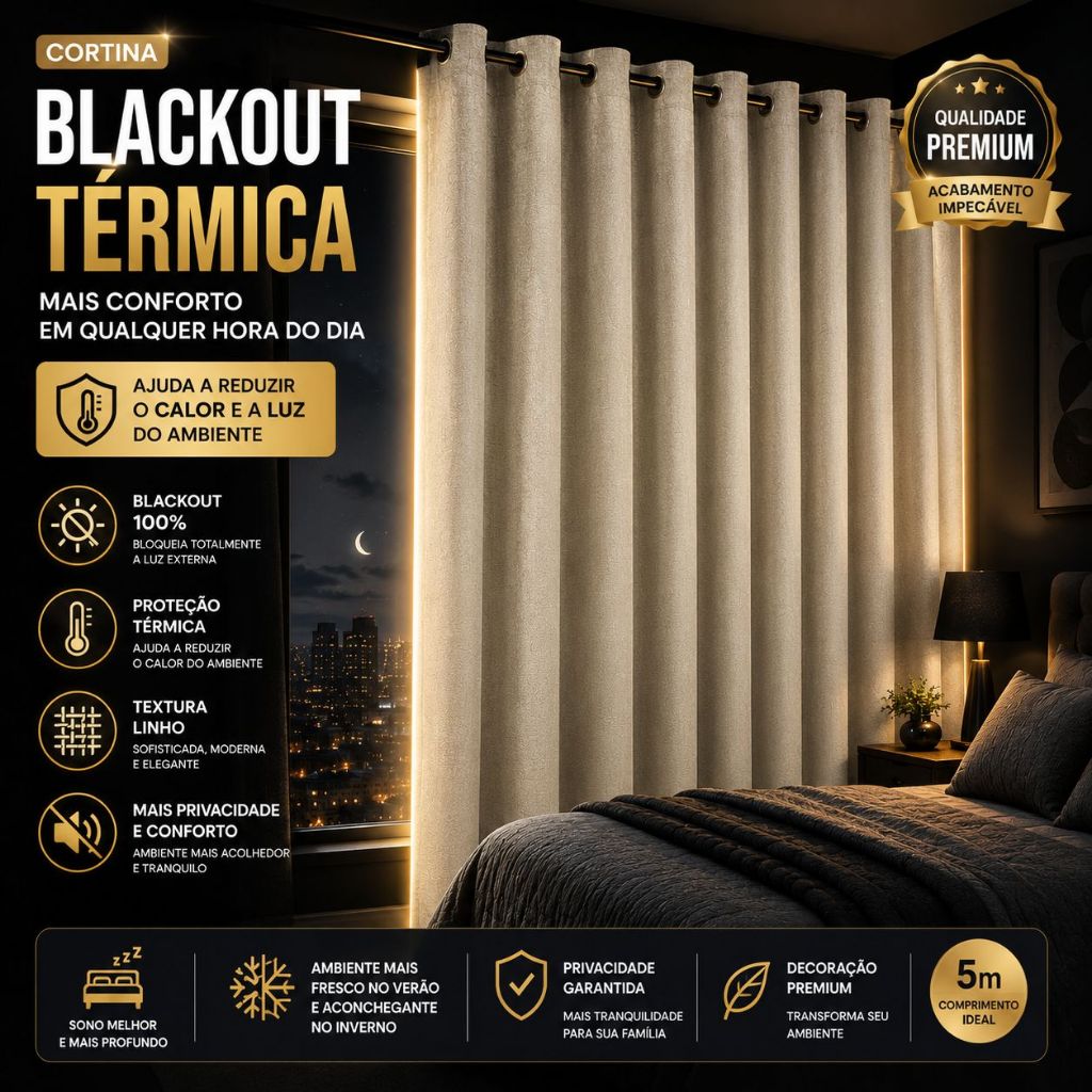 Cortina Blackout para Quarto Diversas Cores e Tamanhos Tecido Em Alta Qualidade Quarto Sala