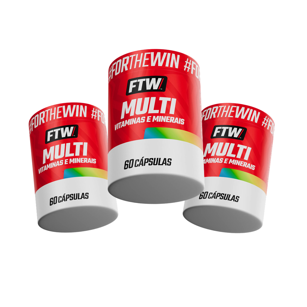Kit 3x Multi Vitaminas e Minerais 60 Caps - FTW