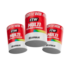 Kit 3x Multi Vitaminas e Minerais 60 Caps - FTW