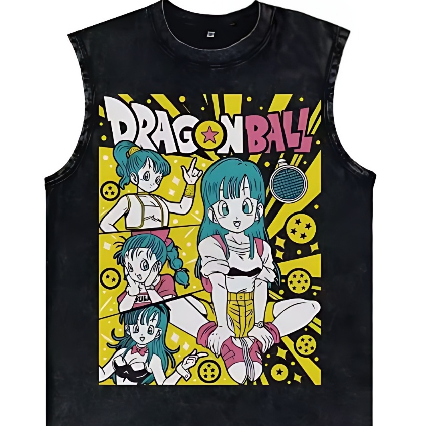 Camiseta Regata Machão Bulma Dragon ball Clássico  100% Algodão Masculino Camisa Cavada Academia Adulto Unissex