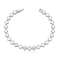 Pulseira Feminina de Prata 925 Trevos Liso
