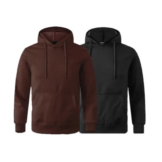 Kit 2 Moletom Canguru Unissex Com Capuz Algodão Flanelado Liso Sem Estampa Feminino Masculino frio