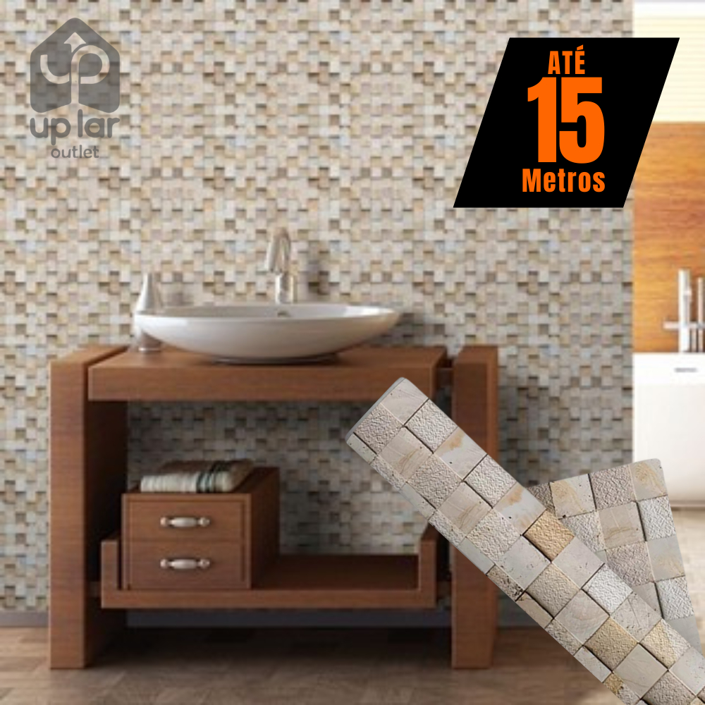 Papel de Parede PREMIUM Rolo 5 Metros Autoadesivo Pastilha Cozinha, Banheiro 5m x 45cm