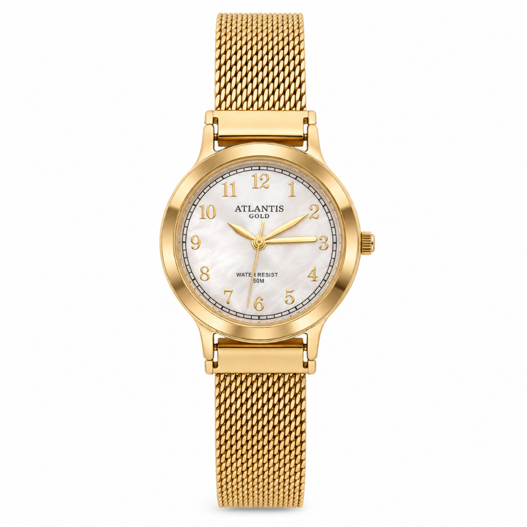 Relógio Feminino Atlantis Gold Dourado com Pulseira Magnética