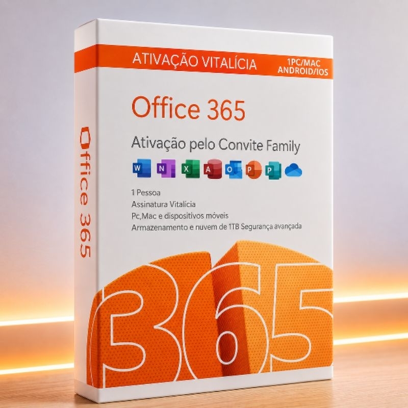 Microsoft Office 365 Mídia Física Licença 12 Meses S/ Copilot + 1TB OneDrive 1 Usuário Assinatura Anual Físico