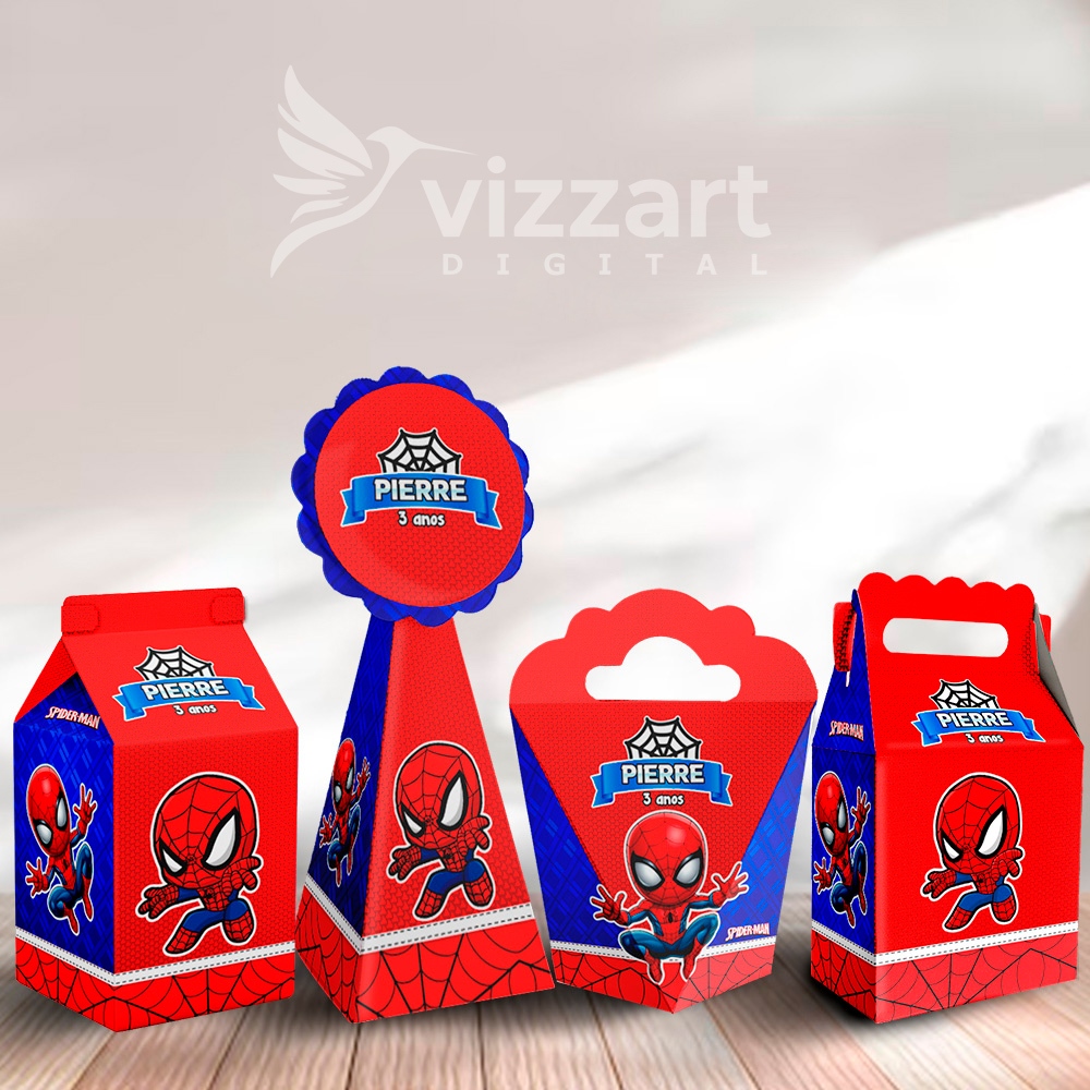 Kit 20 Caixinhas Personalizadas Homem Aranha BABY Cute  Festa Personalizada - Lembrancinha para Festa aniversario