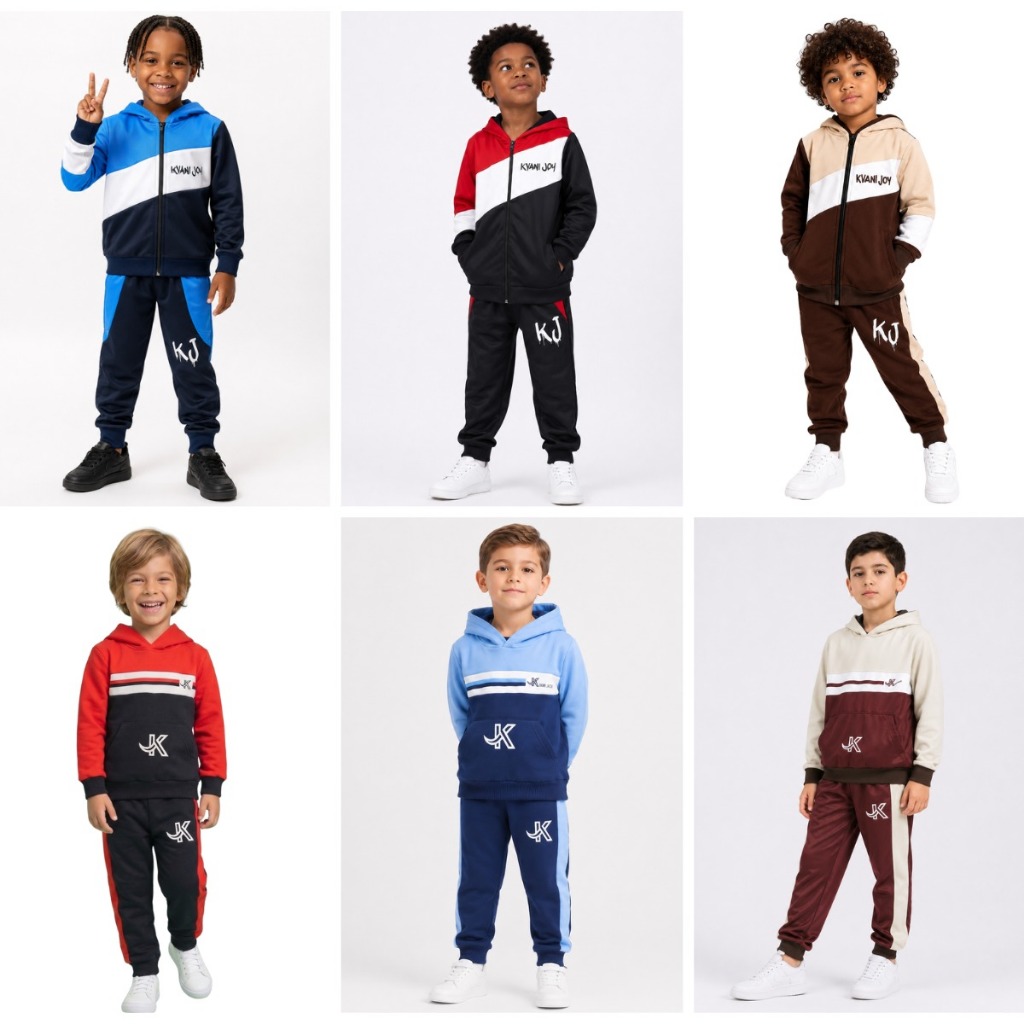 Kit 6 Conjuntos Frio Infantil Menino Moletom Premium Inverno Kvani Joy ou Avulso - kit com casaco e calça comprida frio.