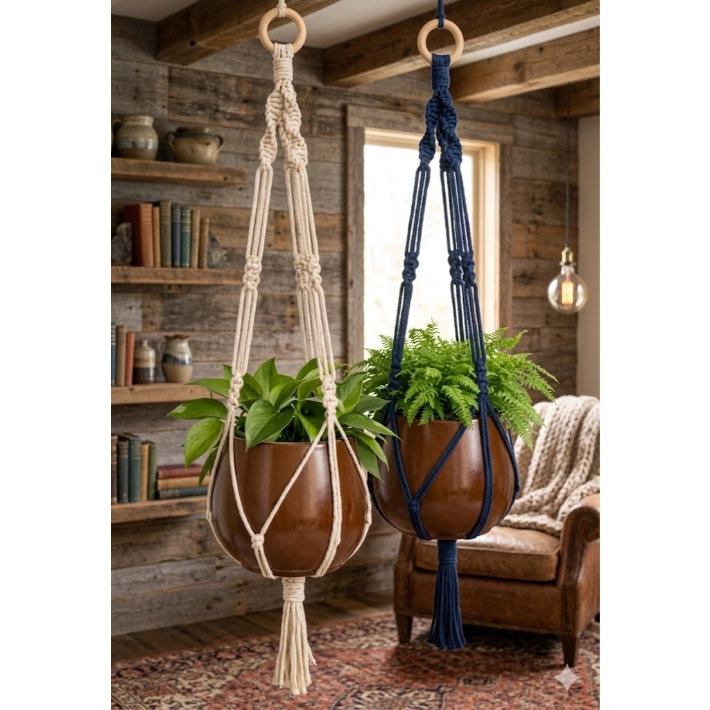 Suporte para Planta em Macramê Feito à Mão Decoração Boho para Vasos
