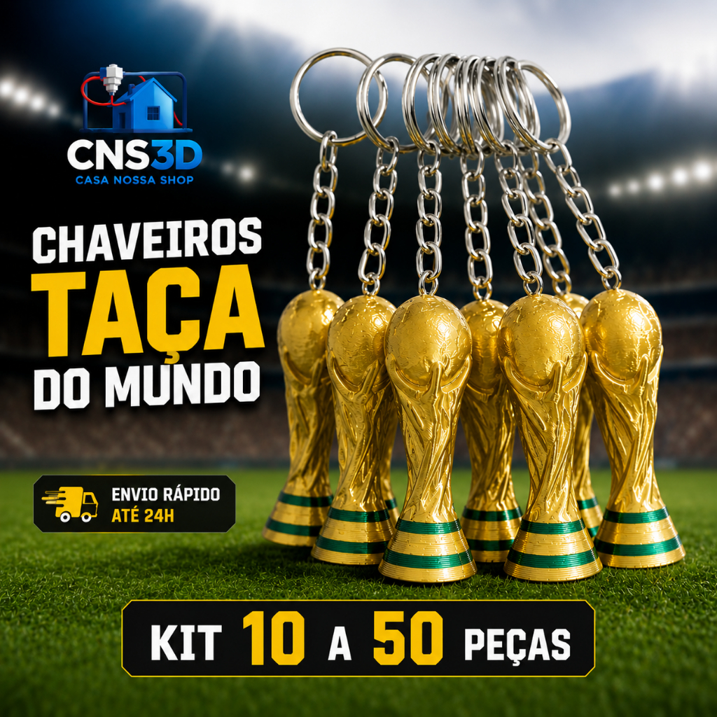 Kit 10 a 100 Chaveiros Trofeu Copa do Mundo 2026 Lembrancinha Brinde Revenda Atacado Futebol