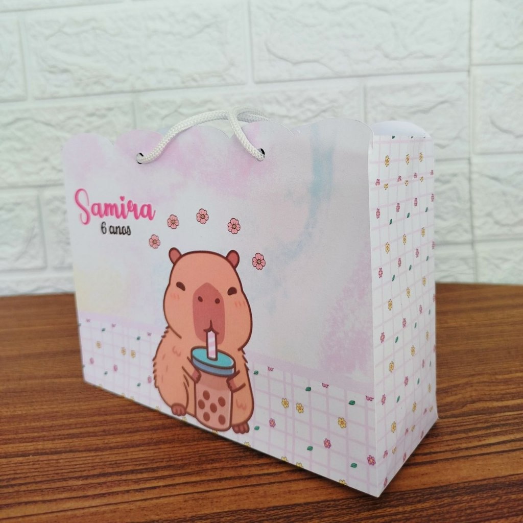 Sacolinha Surpresa Personalizada Lembrancinha Festa Capivara- Pegue e Monte