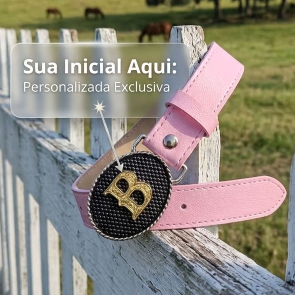 Cinto Infantil Feminino Country Letra Personalizada Inicial do Nome Menina Presente Aniversario Festa Junina Escola