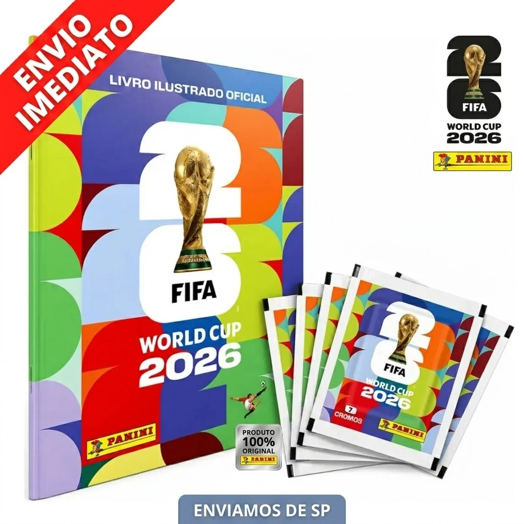 Kit Álbum Copa Do Mundo 2026 Oficial Panini Brochura + 35 Figurinhas (5 Envelopes) Lacrados