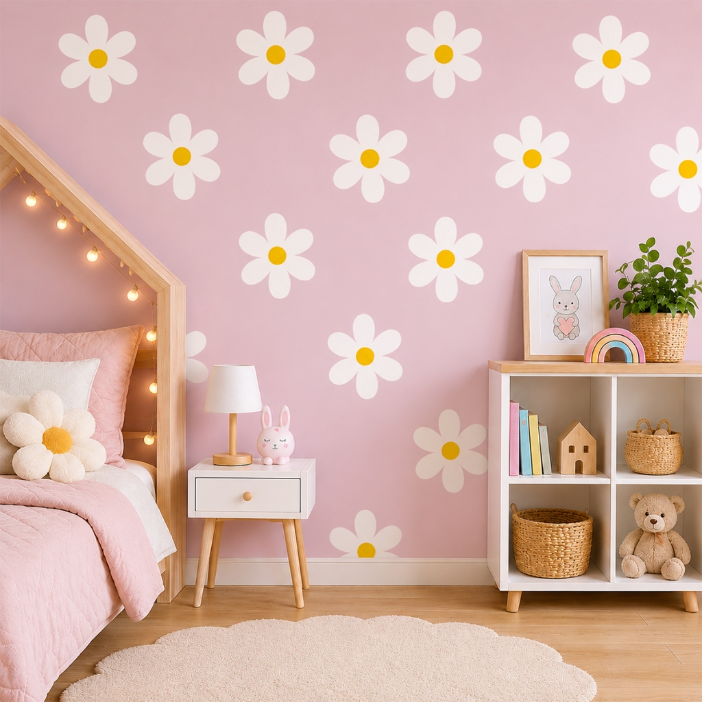 Kit Adesivo de Parede Margaridas - Papel de Parede Infantil Quarto de Menina - Decoração Oferta
