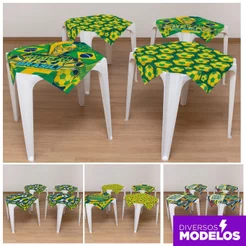 Kit Toalhas de Mesa Futebol 75x75 Decoração Festa Sublimado Em Tecido