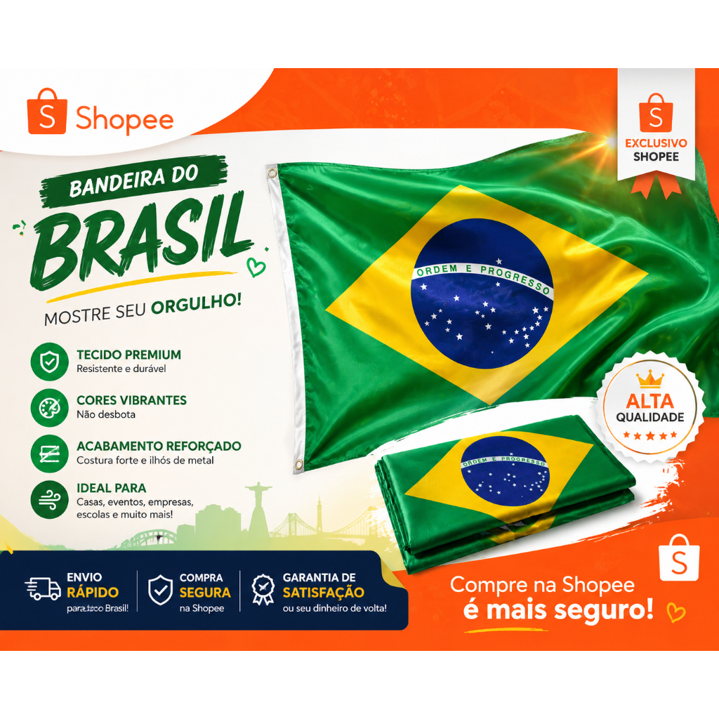 Bandeira Brasil 150x90cm Grande Tecido Forte Para Mastro