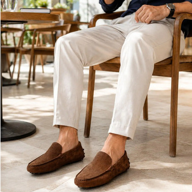 Mocassim Masculino Couro Legítimo Sola Driver Flexível Camurça Nobre Drive Solado Pinos Forrado Confort Flexível
